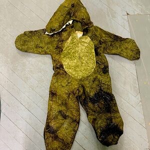Children's Green Dinosaur One-Piece Costume with Hood